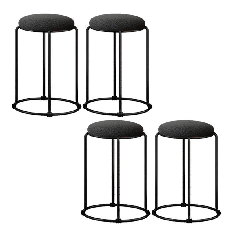 Modern Ottoman Velvet Upholstered Tear Resistant Round Ottoman with Chair Legs Black 4 Piece Set Clearhalo 'furn' 'furn_ottomans_poufs' 'Furniture' 'Living Room Furniture' 'Ottomans & Poufs' 'ottomans_poufs' 6033694