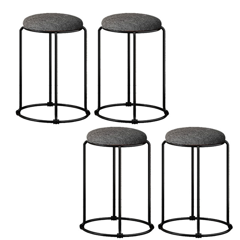 Modern Ottoman Velvet Upholstered Tear Resistant Round Ottoman with Chair Legs Light Grey 4 Piece Set Clearhalo 'furn' 'furn_ottomans_poufs' 'Furniture' 'Living Room Furniture' 'Ottomans & Poufs' 'ottomans_poufs' 6033695