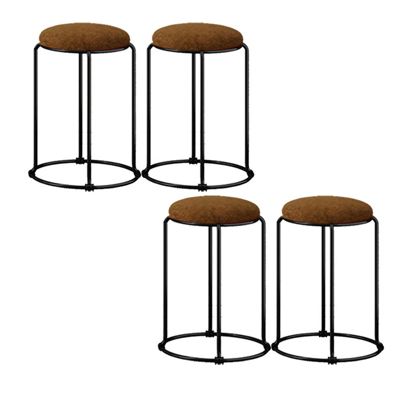 Modern Ottoman Velvet Upholstered Tear Resistant Round Ottoman with Chair Legs Tan 4 Piece Set Clearhalo 'furn' 'furn_ottomans_poufs' 'Furniture' 'Living Room Furniture' 'Ottomans & Poufs' 'ottomans_poufs' 6033697