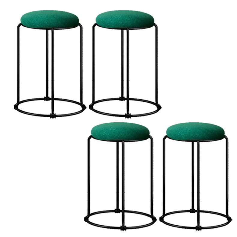 Modern Ottoman Velvet Upholstered Tear Resistant Round Ottoman with Chair Legs Green 4 Piece Set Clearhalo 'furn' 'furn_ottomans_poufs' 'Furniture' 'Living Room Furniture' 'Ottomans & Poufs' 'ottomans_poufs' 6033700