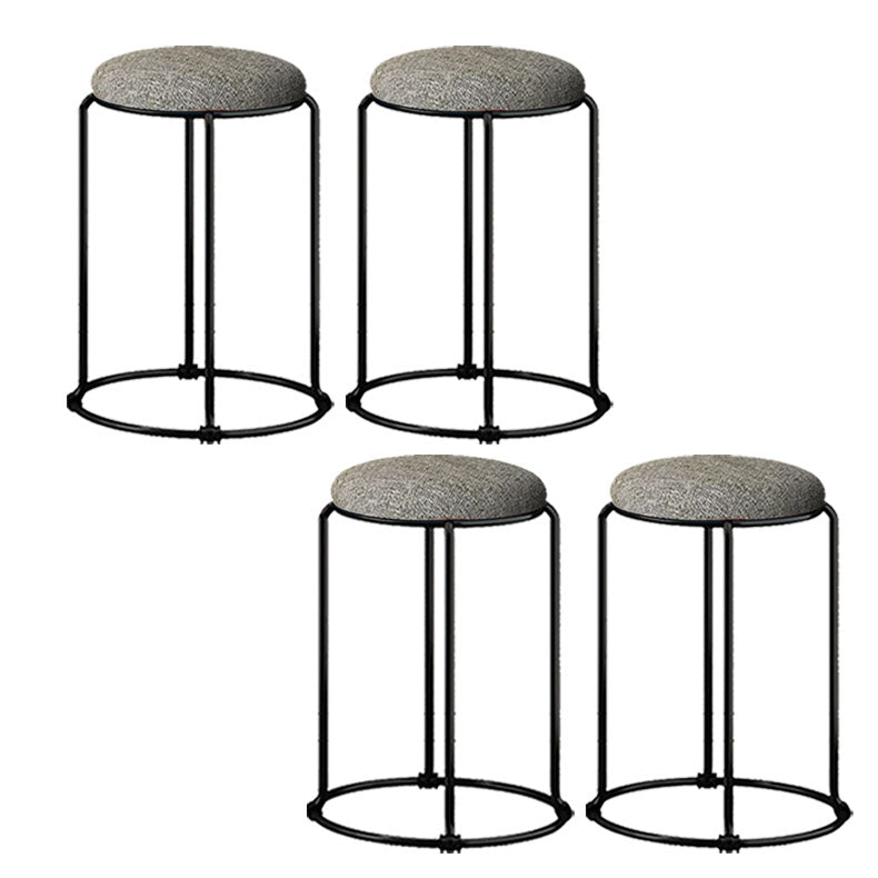 Modern Ottoman Velvet Upholstered Tear Resistant Round Ottoman with Chair Legs Grey White 4 Piece Set Clearhalo 'furn' 'furn_ottomans_poufs' 'Furniture' 'Living Room Furniture' 'Ottomans & Poufs' 'ottomans_poufs' 6033701