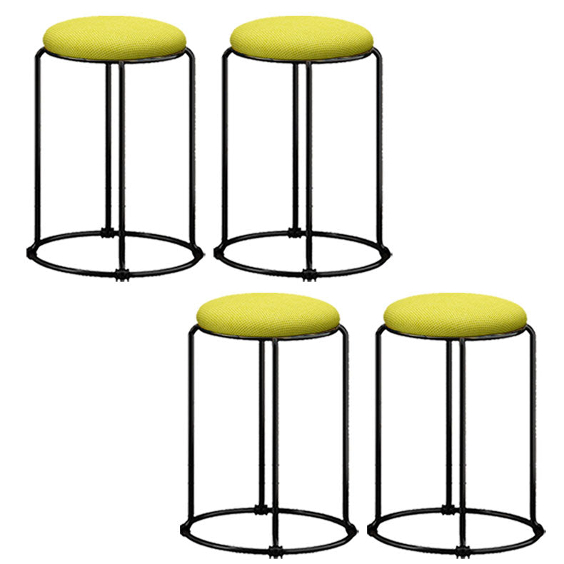 Modern Ottoman Velvet Upholstered Tear Resistant Round Ottoman with Chair Legs Yellow Green 4 Piece Set Clearhalo 'furn' 'furn_ottomans_poufs' 'Furniture' 'Living Room Furniture' 'Ottomans & Poufs' 'ottomans_poufs' 6033702