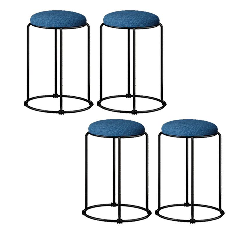 Modern Ottoman Velvet Upholstered Tear Resistant Round Ottoman with Chair Legs Lake Blue 4 Piece Set Clearhalo 'furn' 'furn_ottomans_poufs' 'Furniture' 'Living Room Furniture' 'Ottomans & Poufs' 'ottomans_poufs' 6033703