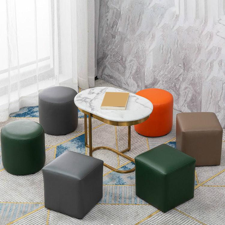 Modern Leather Standard Solid Color Stain Resistant Standard for Drawing Room Clearhalo 'furn' 'furn_ottomans_poufs' 'Furniture' 'Living Room Furniture' 'Ottomans & Poufs' 'ottomans_poufs' 6033786