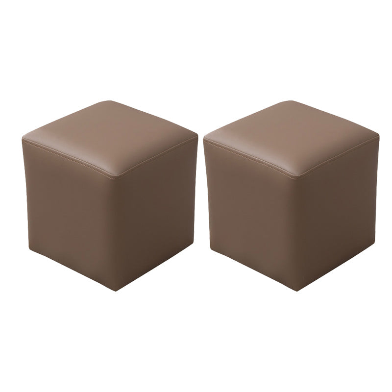 Modern Leather Standard Solid Color Stain Resistant Standard for Drawing Room Light Khaki 2 Piece Set Clearhalo 'furn' 'furn_ottomans_poufs' 'Furniture' 'Living Room Furniture' 'Ottomans & Poufs' 'ottomans_poufs' 6033803