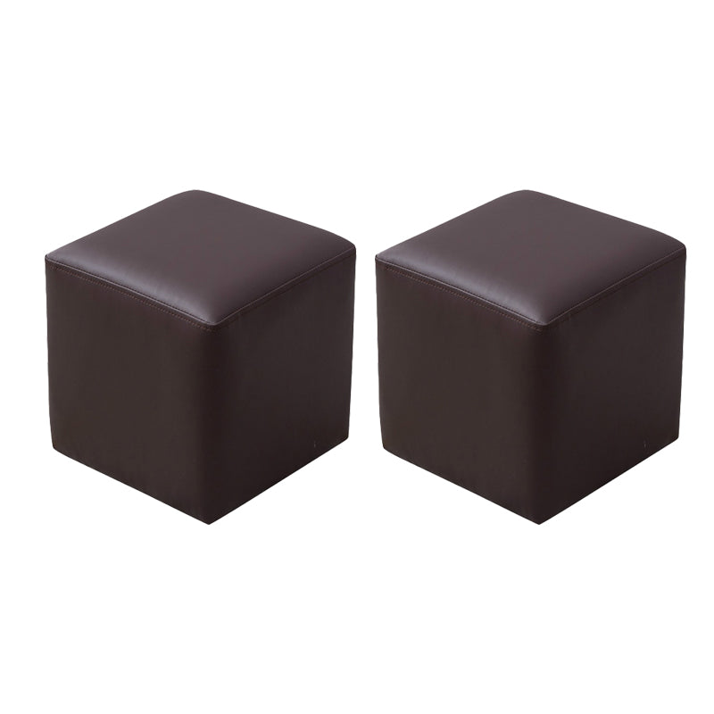 Modern Leather Standard Solid Color Stain Resistant Standard for Drawing Room Dark Brown 2 Piece Set Clearhalo 'furn' 'furn_ottomans_poufs' 'Furniture' 'Living Room Furniture' 'Ottomans & Poufs' 'ottomans_poufs' 6033805