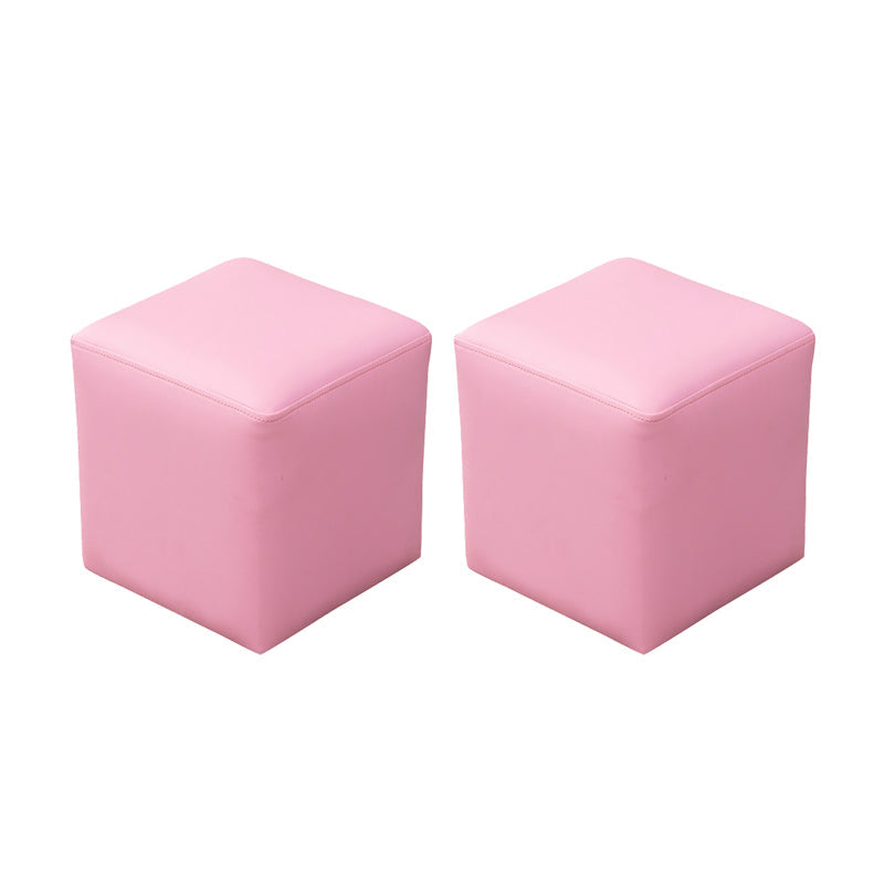 Modern Leather Standard Solid Color Stain Resistant Standard for Drawing Room Pink 2 Piece Set Clearhalo 'furn' 'furn_ottomans_poufs' 'Furniture' 'Living Room Furniture' 'Ottomans & Poufs' 'ottomans_poufs' 6033808