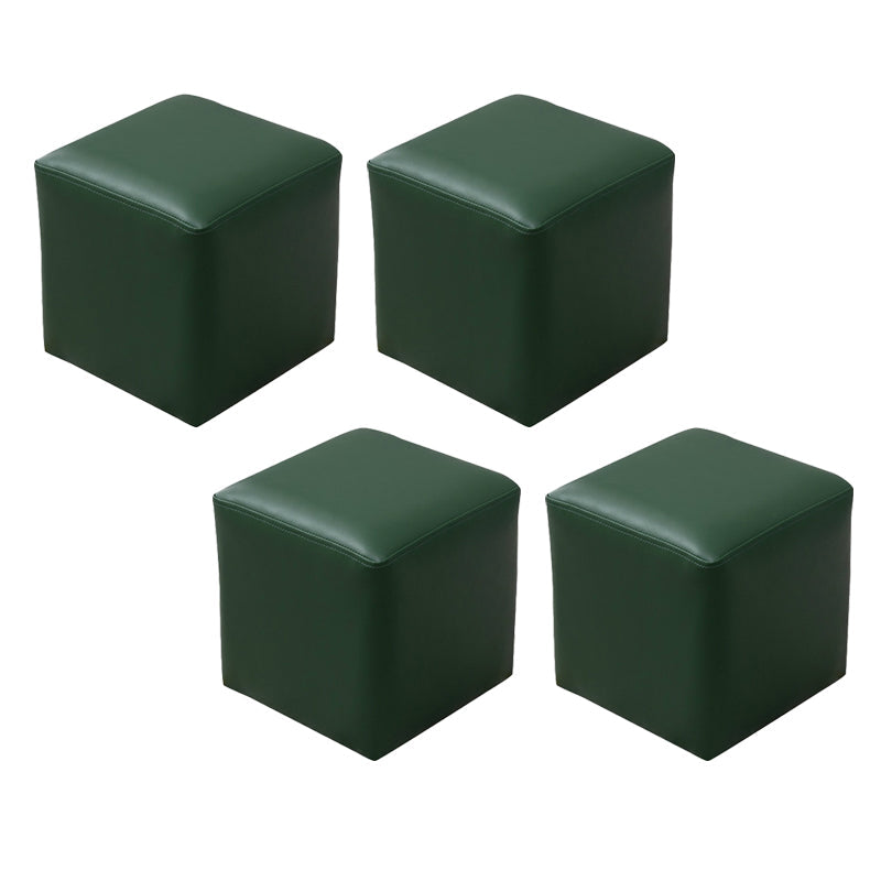 Modern Leather Standard Solid Color Stain Resistant Standard for Drawing Room Blackish Green 4 Piece Set Clearhalo 'furn' 'furn_ottomans_poufs' 'Furniture' 'Living Room Furniture' 'Ottomans & Poufs' 'ottomans_poufs' 6033814