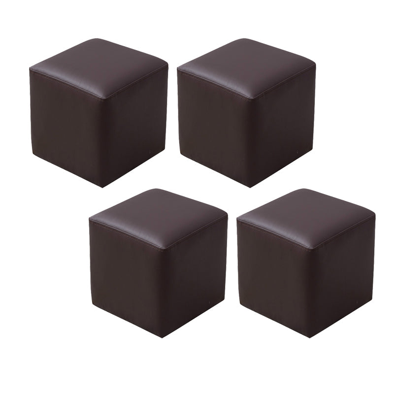 Modern Leather Standard Solid Color Stain Resistant Standard for Drawing Room Dark Brown 4 Piece Set Clearhalo 'furn' 'furn_ottomans_poufs' 'Furniture' 'Living Room Furniture' 'Ottomans & Poufs' 'ottomans_poufs' 6033815