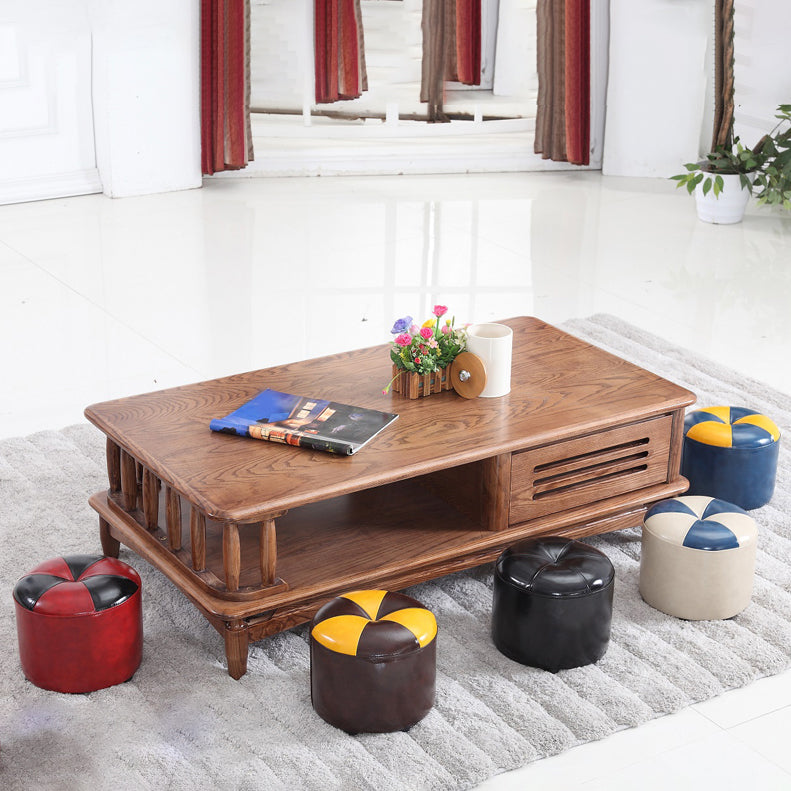 Vintage Indoor Leather Ottoman Patchwork Color Block Round Tufted Pouf Ottoman Clearhalo 'furn' 'furn_ottomans_poufs' 'Furniture' 'Living Room Furniture' 'Ottomans & Poufs' 'ottomans_poufs' 6033829
