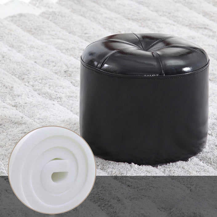 Vintage Indoor Leather Ottoman Patchwork Color Block Round Tufted Pouf Ottoman Clearhalo 'furn' 'furn_ottomans_poufs' 'Furniture' 'Living Room Furniture' 'Ottomans & Poufs' 'ottomans_poufs' 6033839