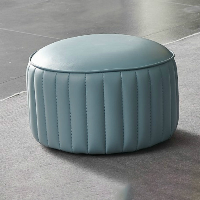 Modern Orange Pouf Water Resistant Round Pure Color Leather Pouf Light Blue 1 Piece Clearhalo 'furn' 'furn_ottomans_poufs' 'Furniture' 'Living Room Furniture' 'Ottomans & Poufs' 'ottomans_poufs' 6033856