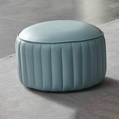 Modern Orange Pouf Water Resistant Round Pure Color Leather Pouf Light Blue 1 Piece Clearhalo 'furn' 'furn_ottomans_poufs' 'Furniture' 'Living Room Furniture' 'Ottomans & Poufs' 'ottomans_poufs' 6033856