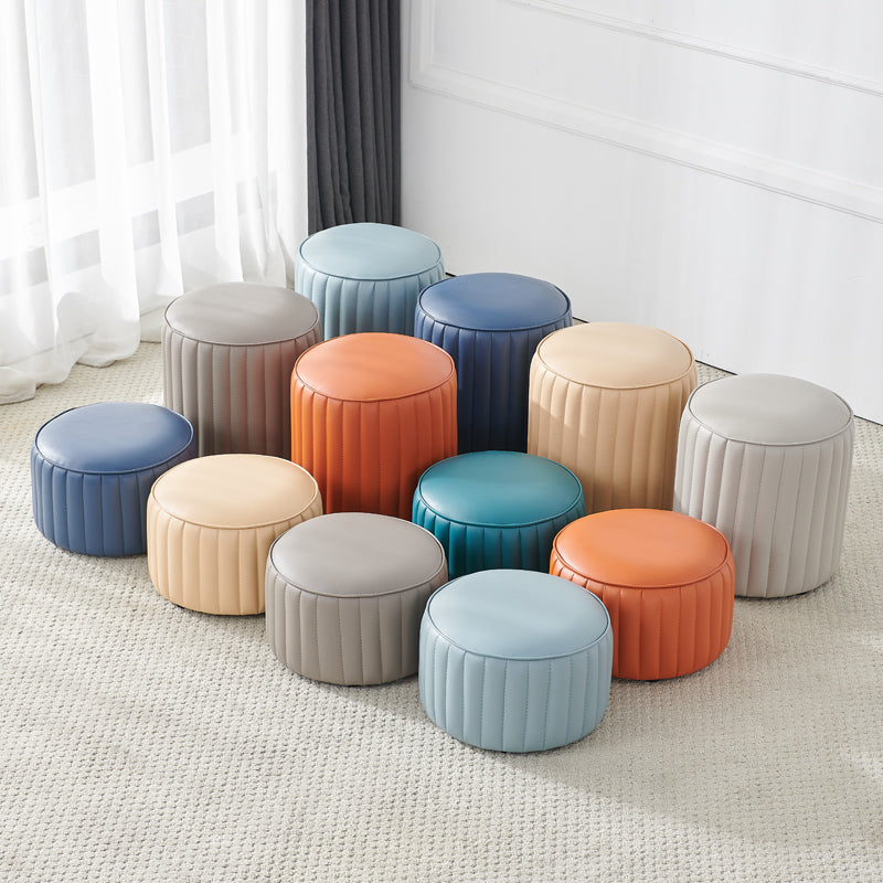 Modern Orange Pouf Water Resistant Round Pure Color Leather Pouf Clearhalo 'furn' 'furn_ottomans_poufs' 'Furniture' 'Living Room Furniture' 'Ottomans & Poufs' 'ottomans_poufs' 6033861