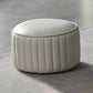 Modern Orange Pouf Water Resistant Round Pure Color Leather Pouf 14"L x 14"W x 9.5"H Light Gray 1 Piece Clearhalo 'furn' 'furn_ottomans_poufs' 'Furniture' 'Living Room Furniture' 'Ottomans & Poufs' 'ottomans_poufs' 6033863