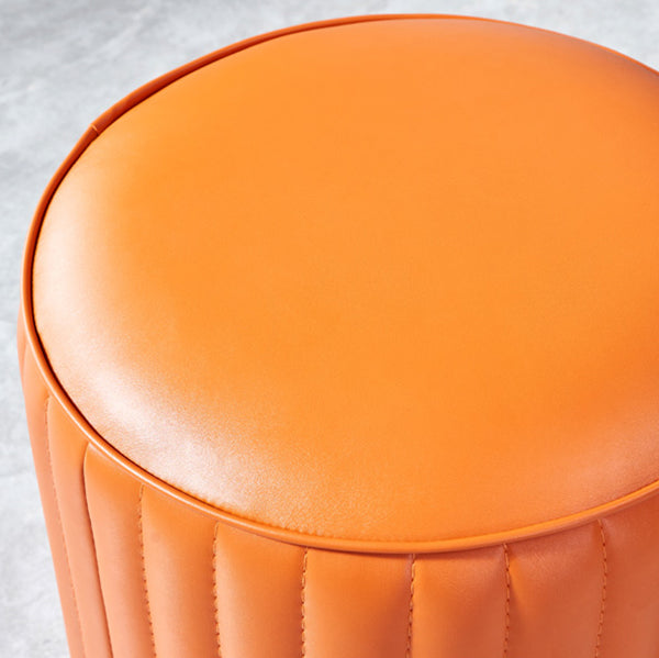 Modern Orange Pouf Water Resistant Round Pure Color Leather Pouf Clearhalo 'furn' 'furn_ottomans_poufs' 'Furniture' 'Living Room Furniture' 'Ottomans & Poufs' 'ottomans_poufs' 6033866
