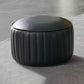Modern Orange Pouf Water Resistant Round Pure Color Leather Pouf 14"L x 14"W x 9.5"H Black 1 Piece Clearhalo 'furn' 'furn_ottomans_poufs' 'Furniture' 'Living Room Furniture' 'Ottomans & Poufs' 'ottomans_poufs' 6033868