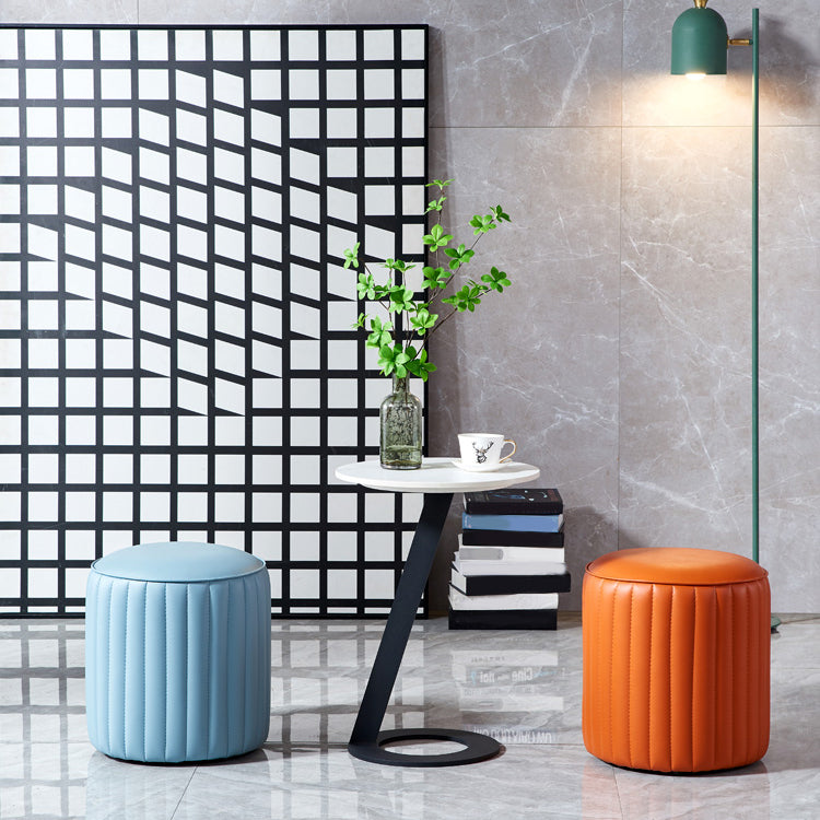 Modern Orange Pouf Water Resistant Round Pure Color Leather Pouf Clearhalo 'furn' 'furn_ottomans_poufs' 'Furniture' 'Living Room Furniture' 'Ottomans & Poufs' 'ottomans_poufs' 6033872