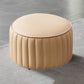 Modern Orange Pouf Water Resistant Round Pure Color Leather Pouf 14"L x 14"W x 9.5"H Beige 1 Piece Clearhalo 'furn' 'furn_ottomans_poufs' 'Furniture' 'Living Room Furniture' 'Ottomans & Poufs' 'ottomans_poufs' 6033873