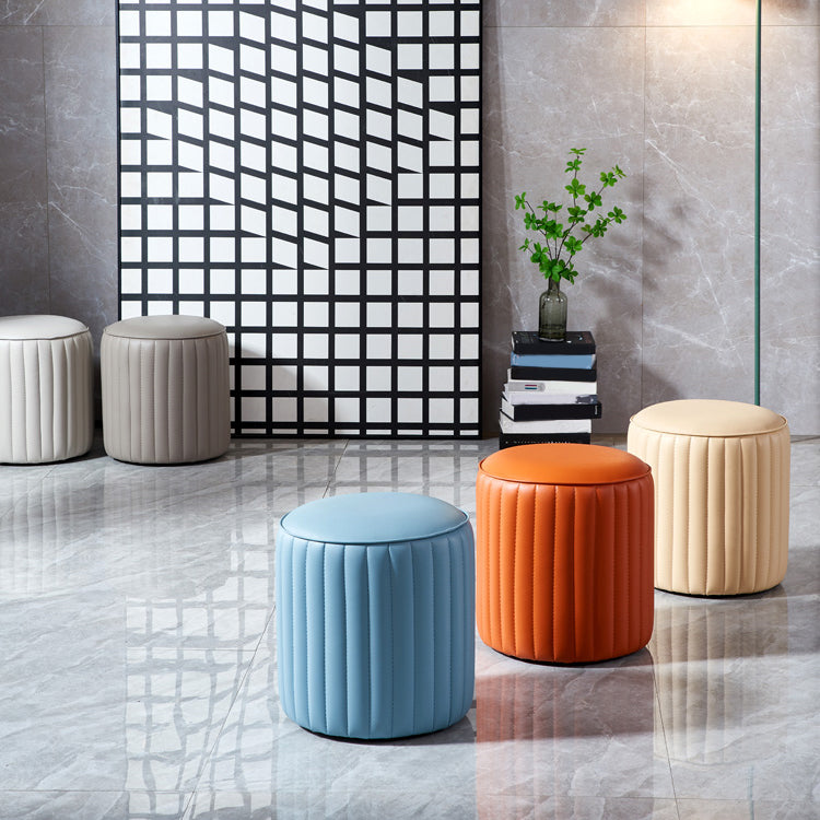 Modern Orange Pouf Water Resistant Round Pure Color Leather Pouf Clearhalo 'furn' 'furn_ottomans_poufs' 'Furniture' 'Living Room Furniture' 'Ottomans & Poufs' 'ottomans_poufs' 6033874