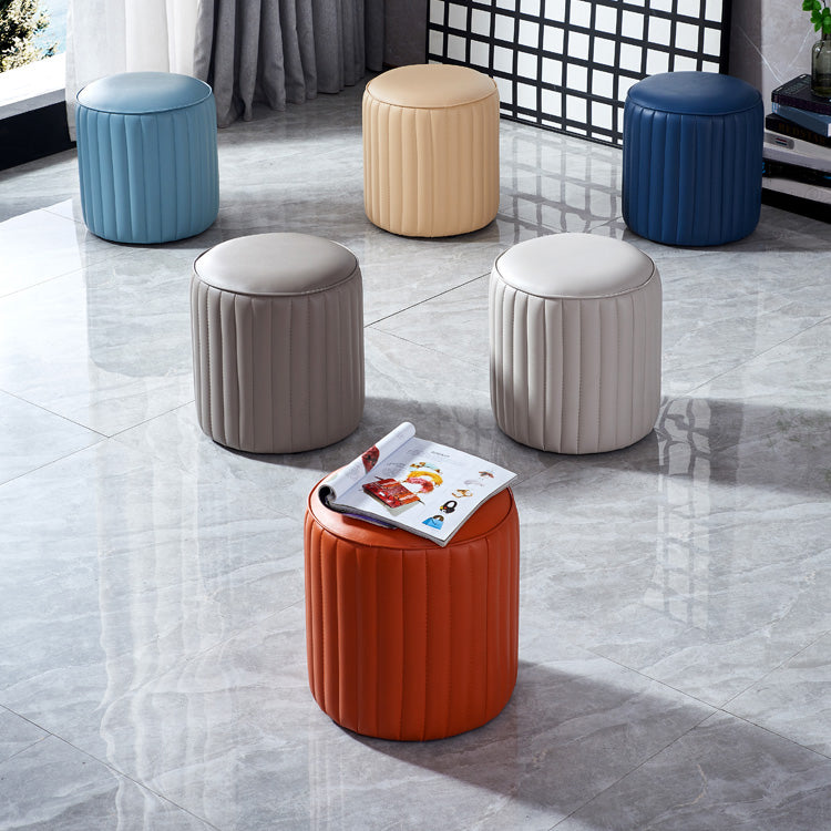 Modern Orange Pouf Water Resistant Round Pure Color Leather Pouf Clearhalo 'furn' 'furn_ottomans_poufs' 'Furniture' 'Living Room Furniture' 'Ottomans & Poufs' 'ottomans_poufs' 6033875