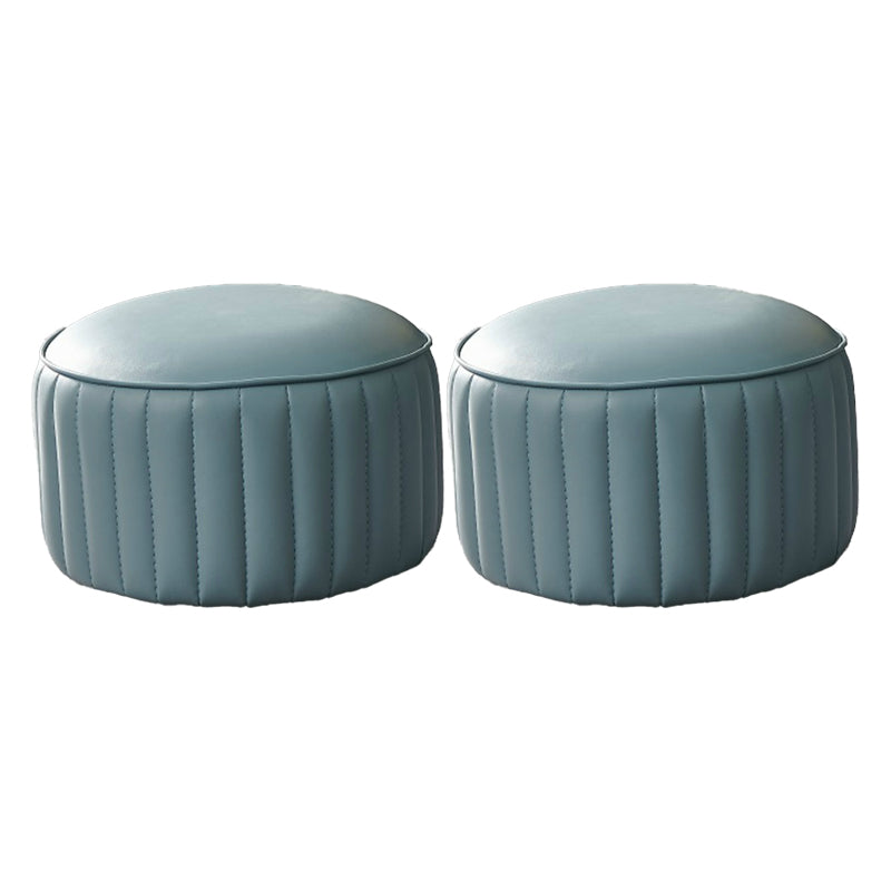 Modern Orange Pouf Water Resistant Round Pure Color Leather Pouf Light Blue 2 Piece Set Clearhalo 'furn' 'furn_ottomans_poufs' 'Furniture' 'Living Room Furniture' 'Ottomans & Poufs' 'ottomans_poufs' 6033881