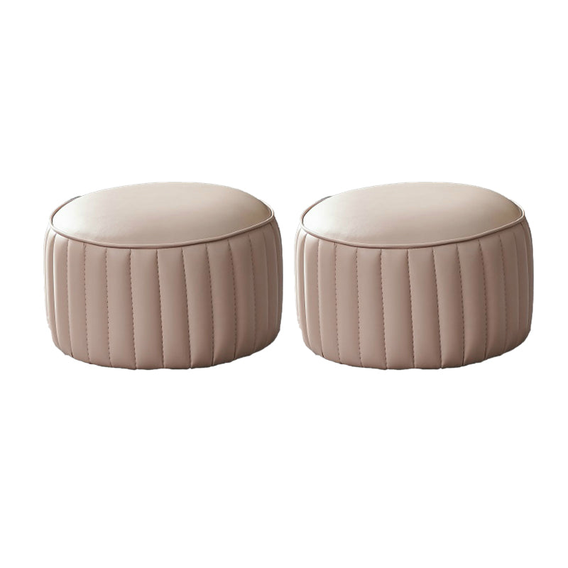 Modern Orange Pouf Water Resistant Round Pure Color Leather Pouf 14"L x 14"W x 9.5"H Light Pink 2 Piece Set Clearhalo 'furn' 'furn_ottomans_poufs' 'Furniture' 'Living Room Furniture' 'Ottomans & Poufs' 'ottomans_poufs' 6033884