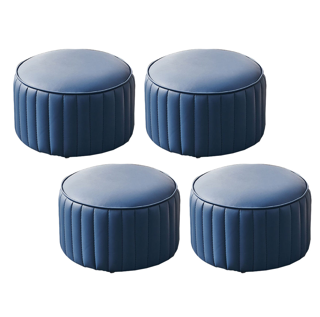 Modern Orange Pouf Water Resistant Round Pure Color Leather Pouf 14"L x 14"W x 9.5"H Royal Blue 4 Piece Set Clearhalo 'furn' 'furn_ottomans_poufs' 'Furniture' 'Living Room Furniture' 'Ottomans & Poufs' 'ottomans_poufs' 6033890