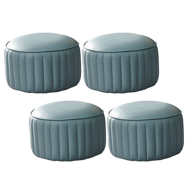 Modern Orange Pouf Water Resistant Round Pure Color Leather Pouf Light Blue 4 Piece Set Clearhalo 'furn' 'furn_ottomans_poufs' 'Furniture' 'Living Room Furniture' 'Ottomans & Poufs' 'ottomans_poufs' 6033891