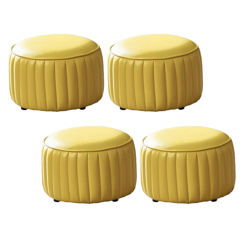 Modern Orange Pouf Water Resistant Round Pure Color Leather Pouf Lemon Yellow 4 Piece Set Clearhalo 'furn' 'furn_ottomans_poufs' 'Furniture' 'Living Room Furniture' 'Ottomans & Poufs' 'ottomans_poufs' 6033892