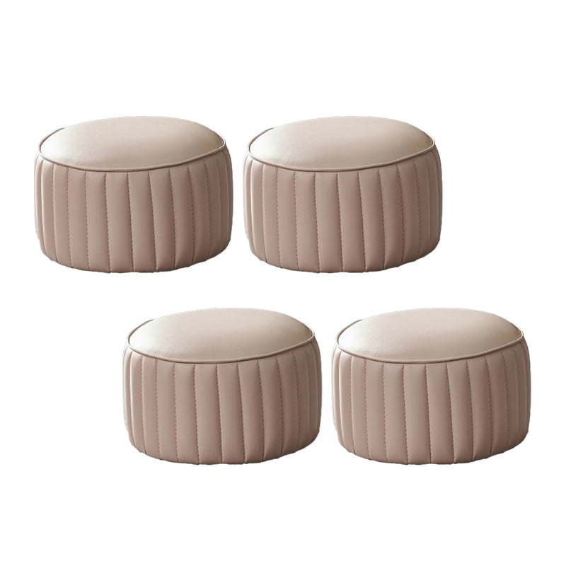 Modern Orange Pouf Water Resistant Round Pure Color Leather Pouf 14"L x 14"W x 9.5"H Light Pink 4 Piece Set Clearhalo 'furn' 'furn_ottomans_poufs' 'Furniture' 'Living Room Furniture' 'Ottomans & Poufs' 'ottomans_poufs' 6033893