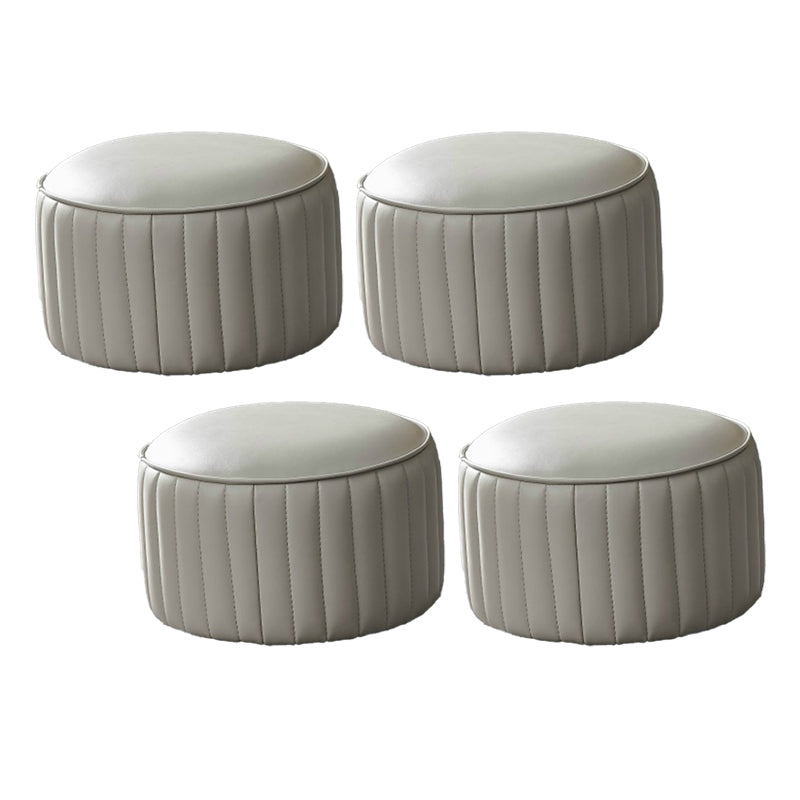 Modern Orange Pouf Water Resistant Round Pure Color Leather Pouf 14"L x 14"W x 9.5"H Light Gray 4 Piece Set Clearhalo 'furn' 'furn_ottomans_poufs' 'Furniture' 'Living Room Furniture' 'Ottomans & Poufs' 'ottomans_poufs' 6033894