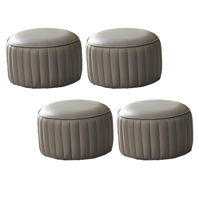 Modern Orange Pouf Water Resistant Round Pure Color Leather Pouf 14"L x 14"W x 9.5"H Dark Gray 4 Piece Set Clearhalo 'furn' 'furn_ottomans_poufs' 'Furniture' 'Living Room Furniture' 'Ottomans & Poufs' 'ottomans_poufs' 6033895