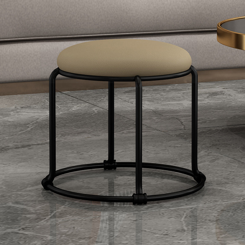 Contemporary Ottoman Fabric Upholstered Solid Color Round Ottoman Clearhalo 'furn' 'furn_ottomans_poufs' 'Furniture' 'Living Room Furniture' 'Ottomans & Poufs' 'ottomans_poufs' 6033903