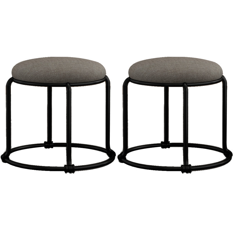 Contemporary Ottoman Fabric Upholstered Solid Color Round Ottoman Light Gray 2 Piece Set Clearhalo 'furn' 'furn_ottomans_poufs' 'Furniture' 'Living Room Furniture' 'Ottomans & Poufs' 'ottomans_poufs' 6033919