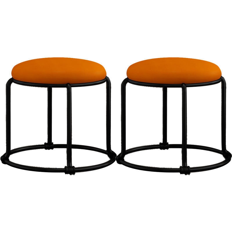 Contemporary Ottoman Fabric Upholstered Solid Color Round Ottoman Orange 2 Piece Set Clearhalo 'furn' 'furn_ottomans_poufs' 'Furniture' 'Living Room Furniture' 'Ottomans & Poufs' 'ottomans_poufs' 6033927