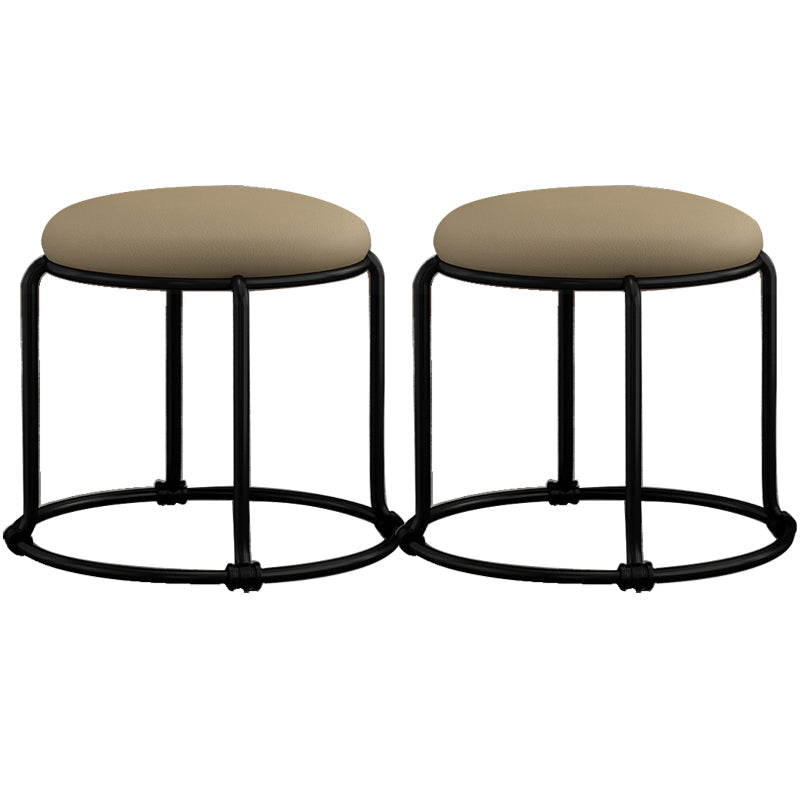 Contemporary Ottoman Fabric Upholstered Solid Color Round Ottoman Silver Gray 2 Piece Set Clearhalo 'furn' 'furn_ottomans_poufs' 'Furniture' 'Living Room Furniture' 'Ottomans & Poufs' 'ottomans_poufs' 6033930