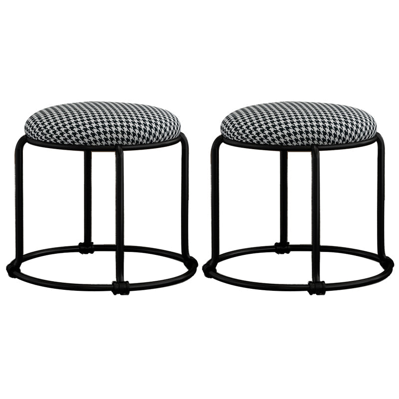Contemporary Ottoman Fabric Upholstered Solid Color Round Ottoman Black White 2 Piece Set Clearhalo 'furn' 'furn_ottomans_poufs' 'Furniture' 'Living Room Furniture' 'Ottomans & Poufs' 'ottomans_poufs' 6033933