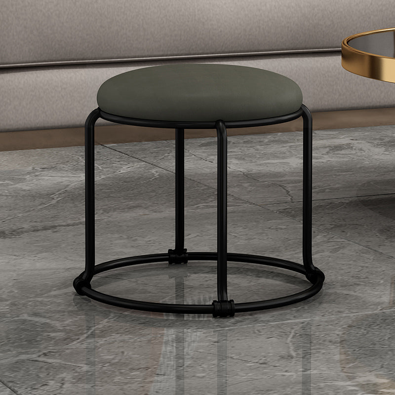 Contemporary Ottoman Fabric Upholstered Solid Color Round Ottoman Dark Gray-Black 1 Piece Clearhalo 'furn' 'furn_ottomans_poufs' 'Furniture' 'Living Room Furniture' 'Ottomans & Poufs' 'ottomans_poufs' 6033935