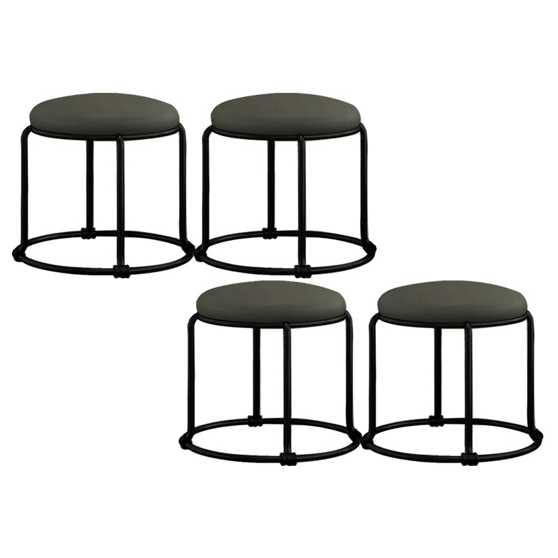 Contemporary Ottoman Fabric Upholstered Solid Color Round Ottoman Dark Gray-Black 4 Piece Set Clearhalo 'furn' 'furn_ottomans_poufs' 'Furniture' 'Living Room Furniture' 'Ottomans & Poufs' 'ottomans_poufs' 6033937