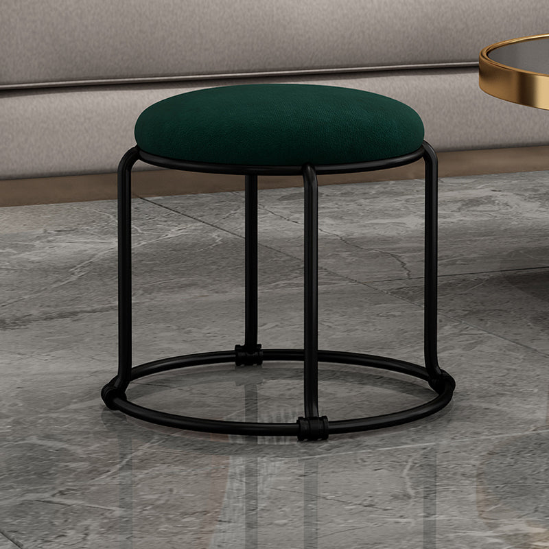 Contemporary Ottoman Fabric Upholstered Solid Color Round Ottoman Blackish Green 1 Piece Clearhalo 'furn' 'furn_ottomans_poufs' 'Furniture' 'Living Room Furniture' 'Ottomans & Poufs' 'ottomans_poufs' 6033938