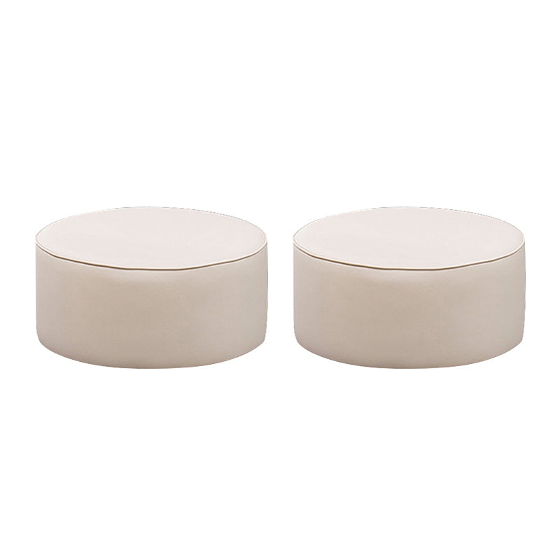 Modern Leather Ottoman Plain Water Resistant Stain Resistant Footstool Ottoman Off-White 2 Piece Set Clearhalo 'furn' 'furn_ottomans_poufs' 'Furniture' 'Living Room Furniture' 'Ottomans & Poufs' 'ottomans_poufs' 6033945