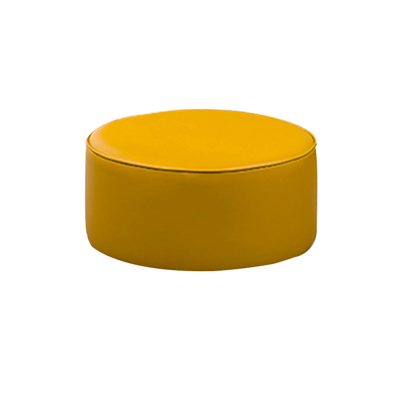 Modern Leather Ottoman Plain Water Resistant Stain Resistant Footstool Ottoman Yellow 1 Piece Clearhalo 'furn' 'furn_ottomans_poufs' 'Furniture' 'Living Room Furniture' 'Ottomans & Poufs' 'ottomans_poufs' 6033955