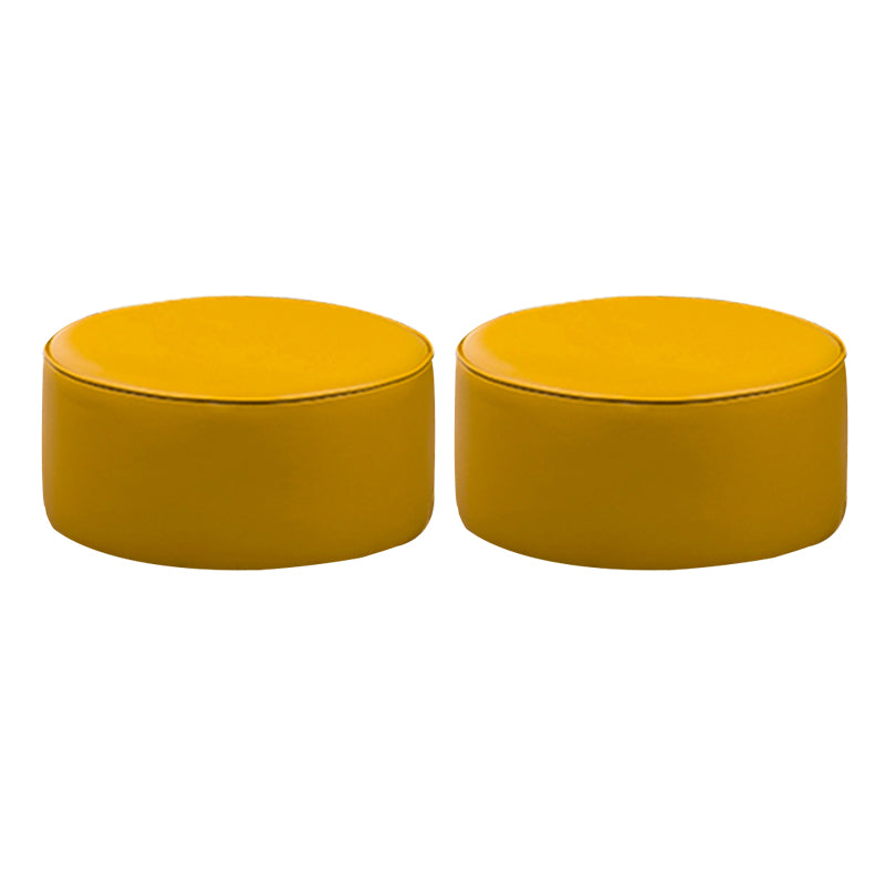 Modern Leather Ottoman Plain Water Resistant Stain Resistant Footstool Ottoman Yellow 2 Piece Set Clearhalo 'furn' 'furn_ottomans_poufs' 'Furniture' 'Living Room Furniture' 'Ottomans & Poufs' 'ottomans_poufs' 6033956