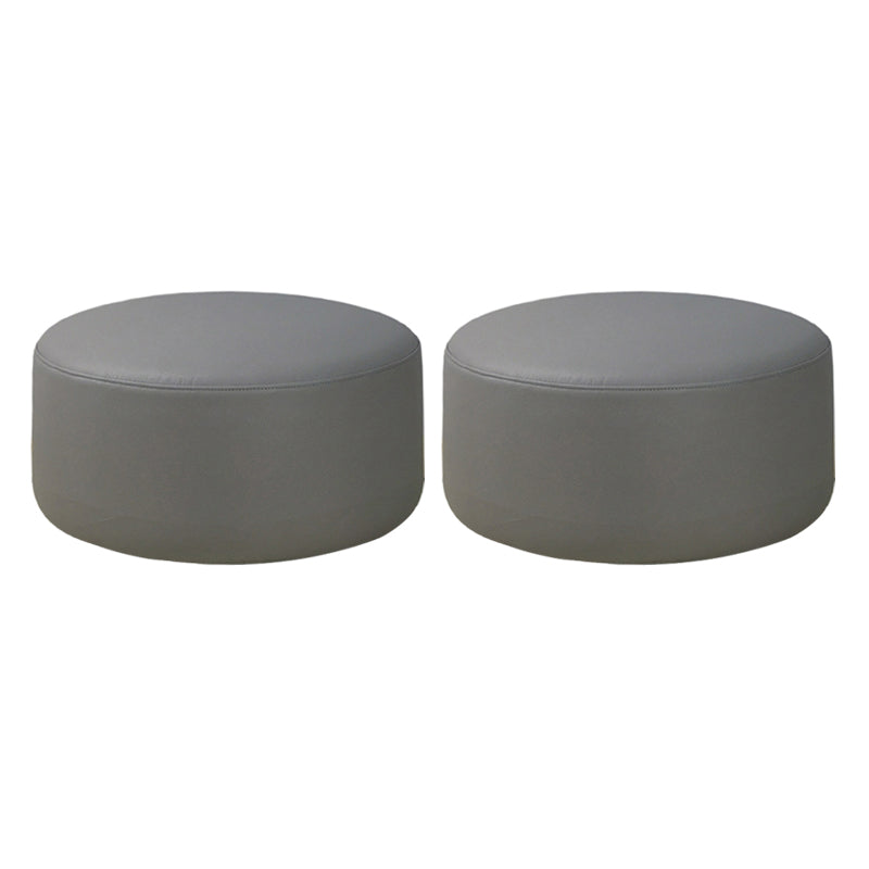 Modern Leather Ottoman Plain Water Resistant Stain Resistant Footstool Ottoman Grey 2 Piece Set Clearhalo 'furn' 'furn_ottomans_poufs' 'Furniture' 'Living Room Furniture' 'Ottomans & Poufs' 'ottomans_poufs' 6033963