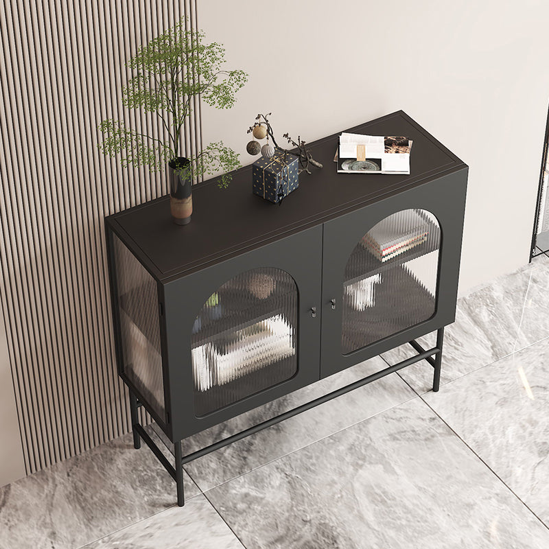 Kitchen Sideboard with Glass Doors Glam Dining Server with Metal Frame Clearhalo 'buffet_sideboard' 'Buffets & Sideboards' 'furn' 'furn_buffet_sideboard' 'Furniture' 'Kitchen & Dining Furniture' 6034024