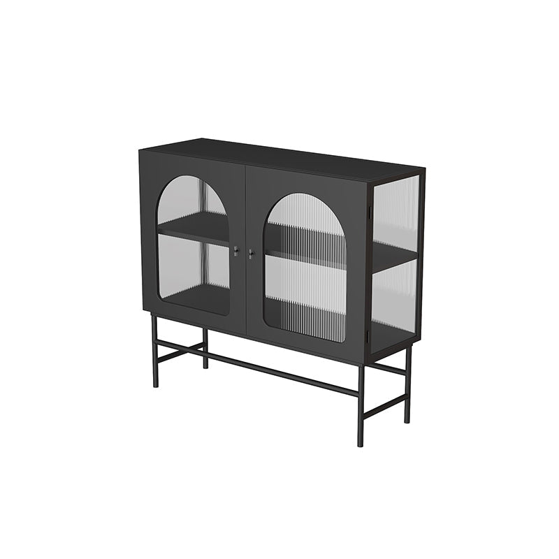 Kitchen Sideboard with Glass Doors Glam Dining Server with Metal Frame Clearhalo 'buffet_sideboard' 'Buffets & Sideboards' 'furn' 'furn_buffet_sideboard' 'Furniture' 'Kitchen & Dining Furniture' 6034025