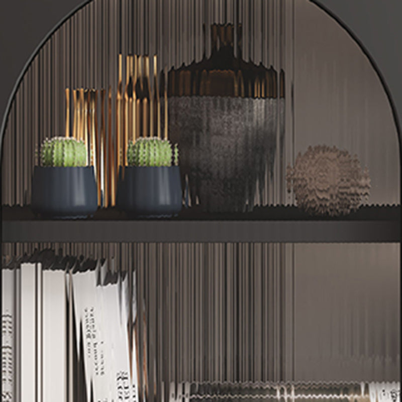 Aparador de cocina con puertas de vidrio Servidor de comedor glamoroso con marco de metal