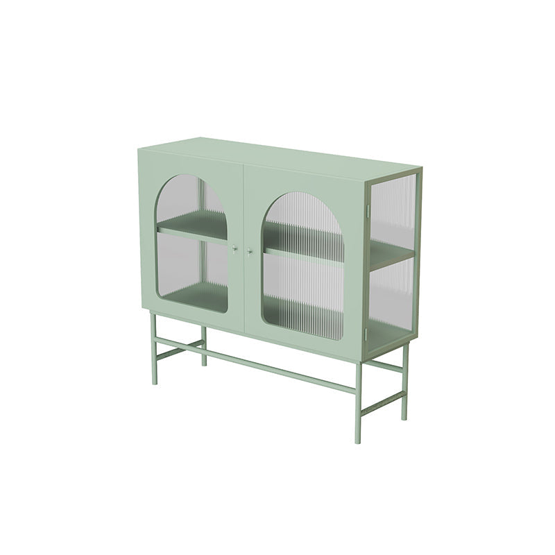 Kitchen Sideboard with Glass Doors Glam Dining Server with Metal Frame Light Green Clearhalo 'buffet_sideboard' 'Buffets & Sideboards' 'furn' 'furn_buffet_sideboard' 'Furniture' 'Kitchen & Dining Furniture' 6034034
