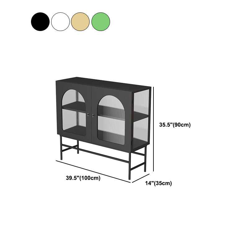 Kitchen Sideboard with Glass Doors Glam Dining Server with Metal Frame Clearhalo 'buffet_sideboard' 'Buffets & Sideboards' 'furn' 'furn_buffet_sideboard' 'Furniture' 'Kitchen & Dining Furniture' 6034037